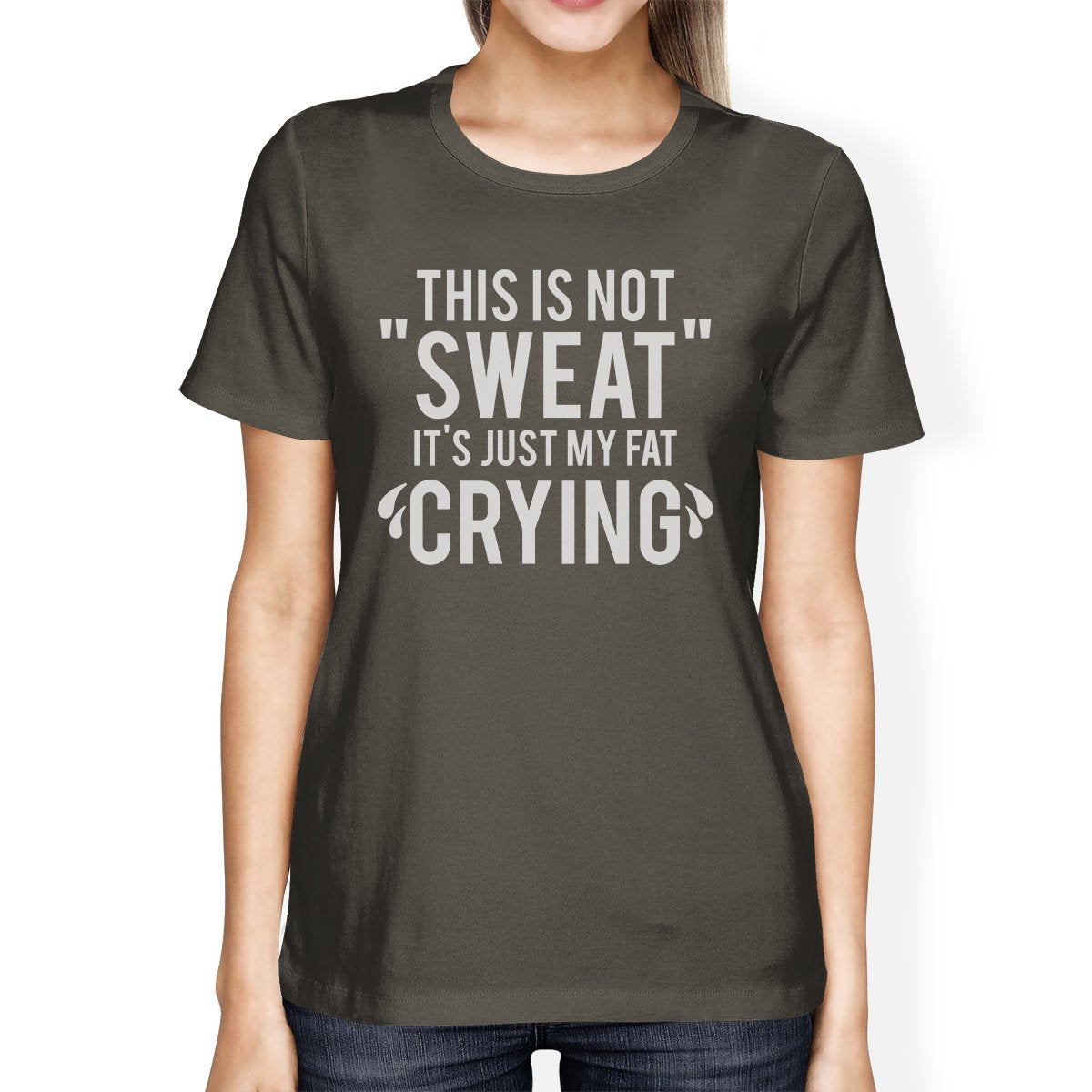 Fat Crying Womens Cute Workout Tops T-Shirt Funny Gym Fitness Gifts