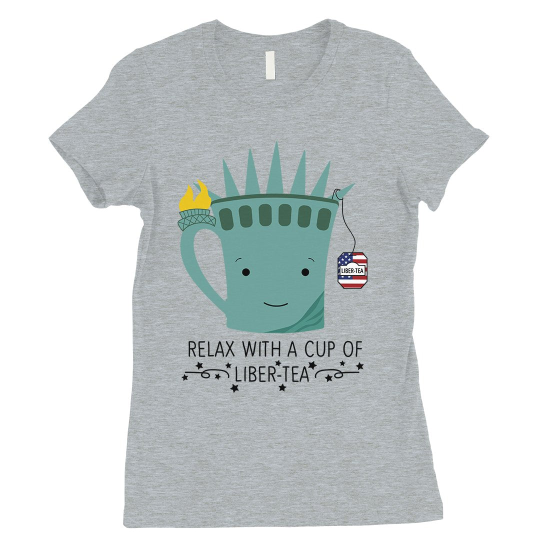 Cup Of Liber-Tea Shirt Womens Short Sleeve Round Neck July 4th Tee