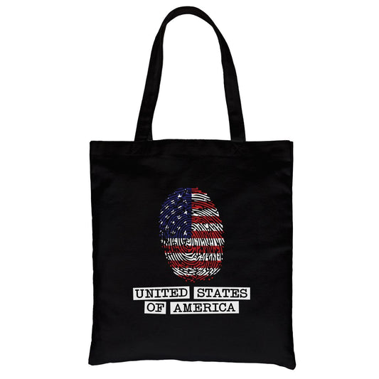 Fingerprint USA Flag Cute Graphic Canvas Shoulder Bag Gift For Her