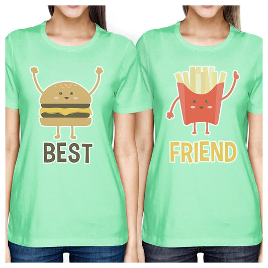 Hamburger And Fries BFF Matching Shirts Womens Mint Crewneck Tshirt