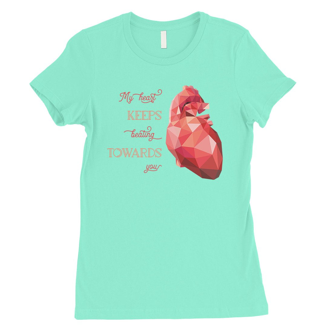 Geometric Heart Beating Womens T-Shirt Cute Valentine's Day Gift