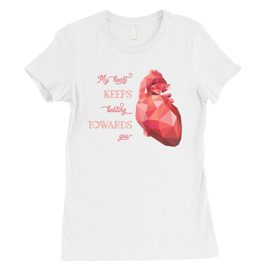 Geometric Heart Beating Womens T-Shirt Cute Valentine's Day Gift