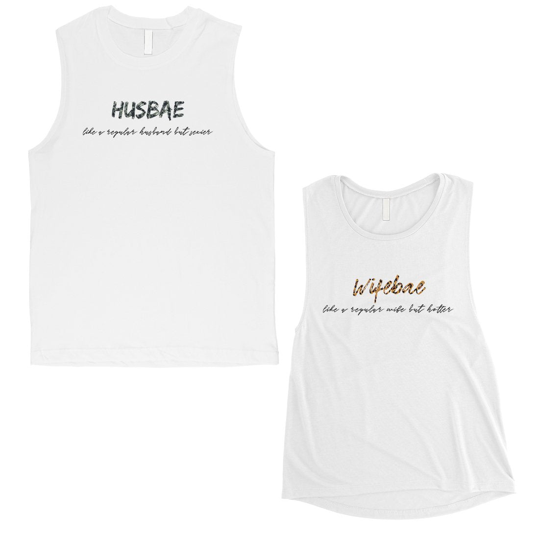 Husbae Wifebae Leopard Military Cute Matching Couple Muscle Shirts