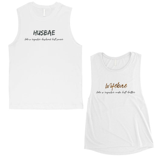 Husbae Wifebae Leopard Military Cute Matching Couple Muscle Shirts