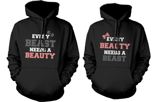 Beauty and Beast Need Each Other Couple Hoodies Cute Matching Outfit