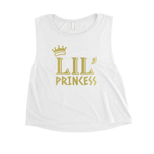 Big Little Princesss-GOLD Womens Crop Top Fun Grasteful Adorable