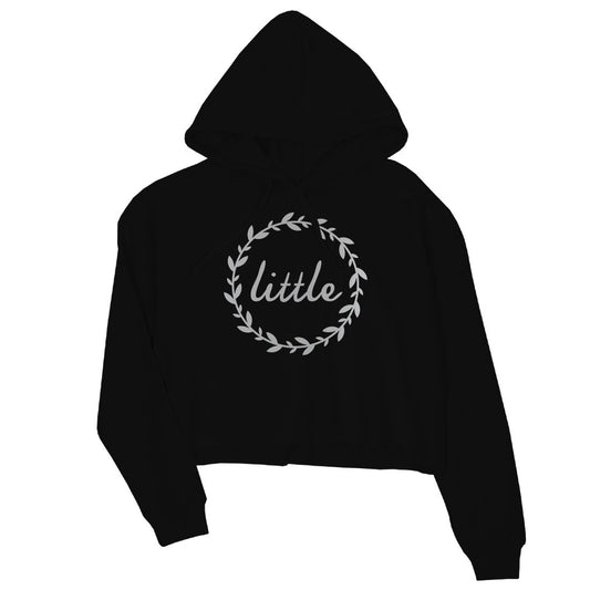 Big Little Leaf Wreath-SILVER Womens Crop Hoodie Funny Sensible