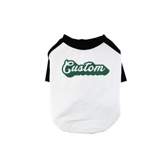 Green Pop Up Text Pets Personalized Baseball Shirt for Small Dog