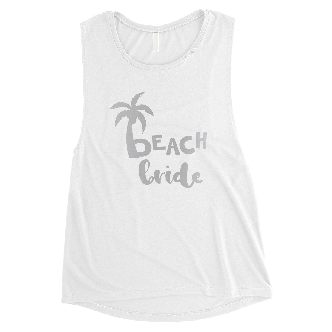 Beach Bride Babe Palm Tree-SILVER Womens Muscle Tank Top Thoughtful