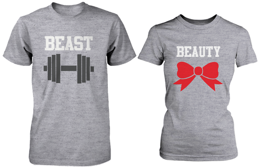 Beauty & Beast Matching Couple Shirts in Grey (Set)