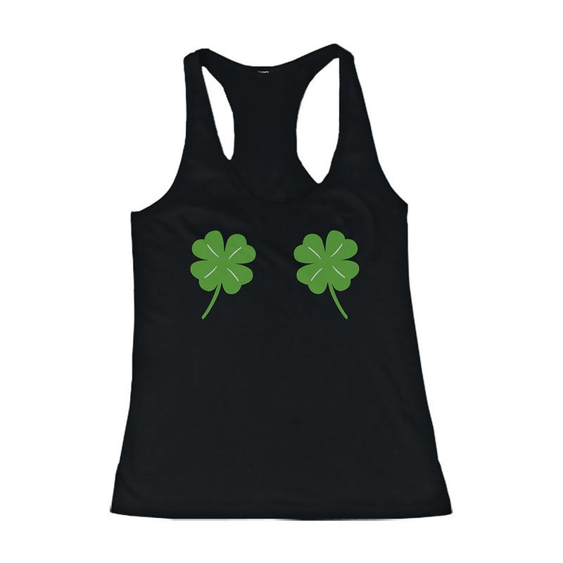 Four Leaf Clovers Women's Tank Top St Patricks Day Tanks Cute Tanktop
