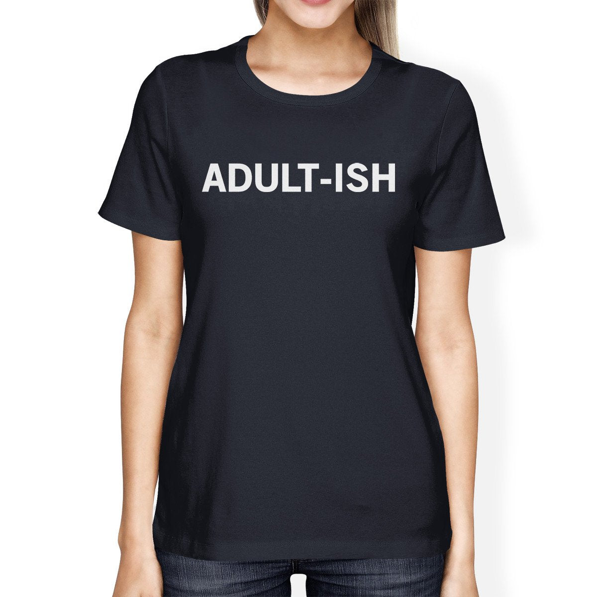 Adult-ish Ladies' Navy Shirt Cute Typographic Daily T-shirt
