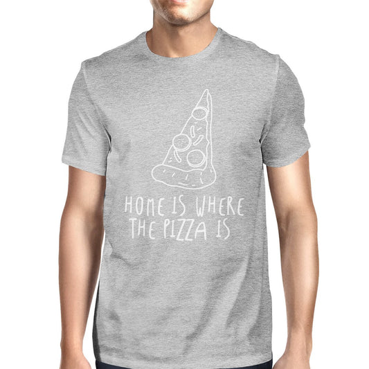 Home Where Pizza Is Man's Heather Grey Top Graphic Printed T-shirt