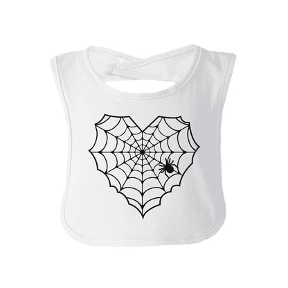 Heart Spider Web Baby White Bib