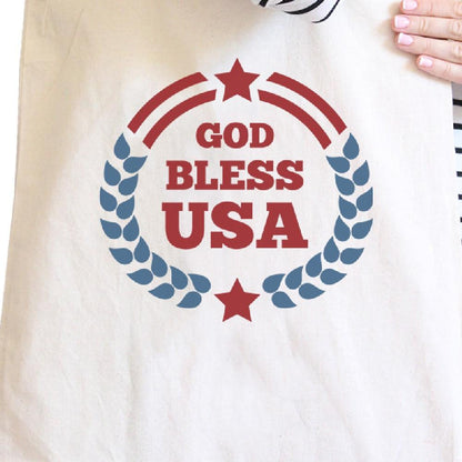 God Bless USA Natural Eco-Friendly Canvas Tote Bag Canvas Tote Bag