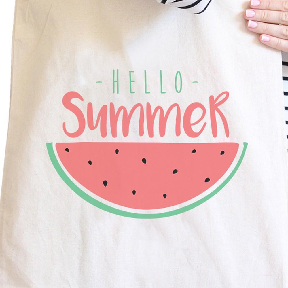 Hello Summer Watermelon Natural Canvas Bags