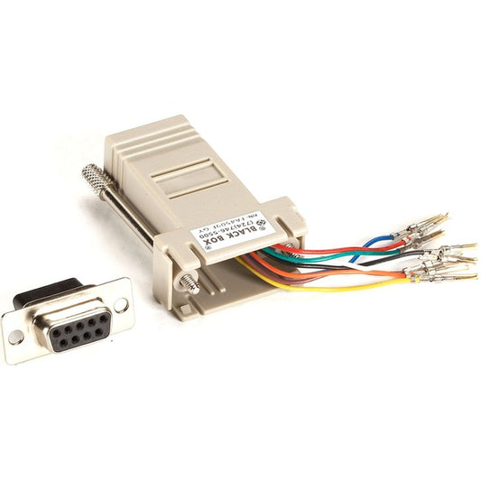 Black Box DB9 Colored Modular Adapter (Unassembled), Female to RJ-45, 8-Wire, Gray